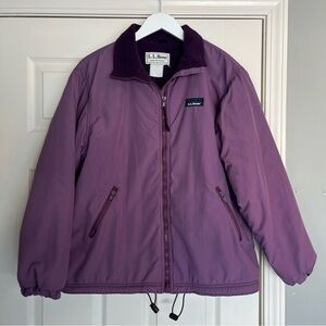 Vintage L.L. Bean Lavender Warm Up Jacket Full Zip Fleece Lined Pockets Warm